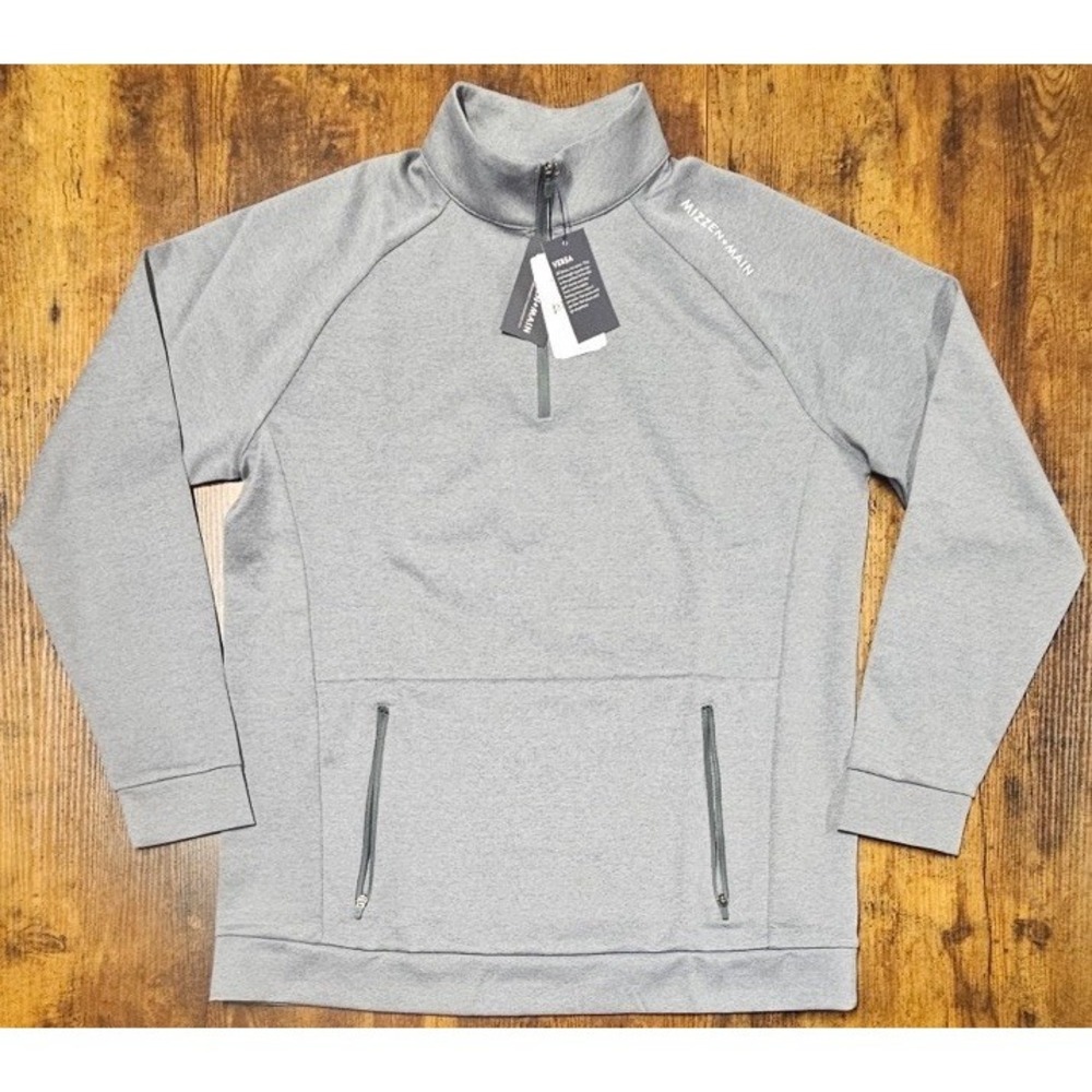 Mizzen & Main Versa Golf Pullover Quarter 1/4 ZIpTrim Fit Grey Small Reg NWT